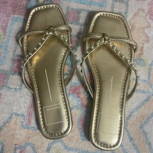 Dolce Vita Gold Sandals with Pearl Details